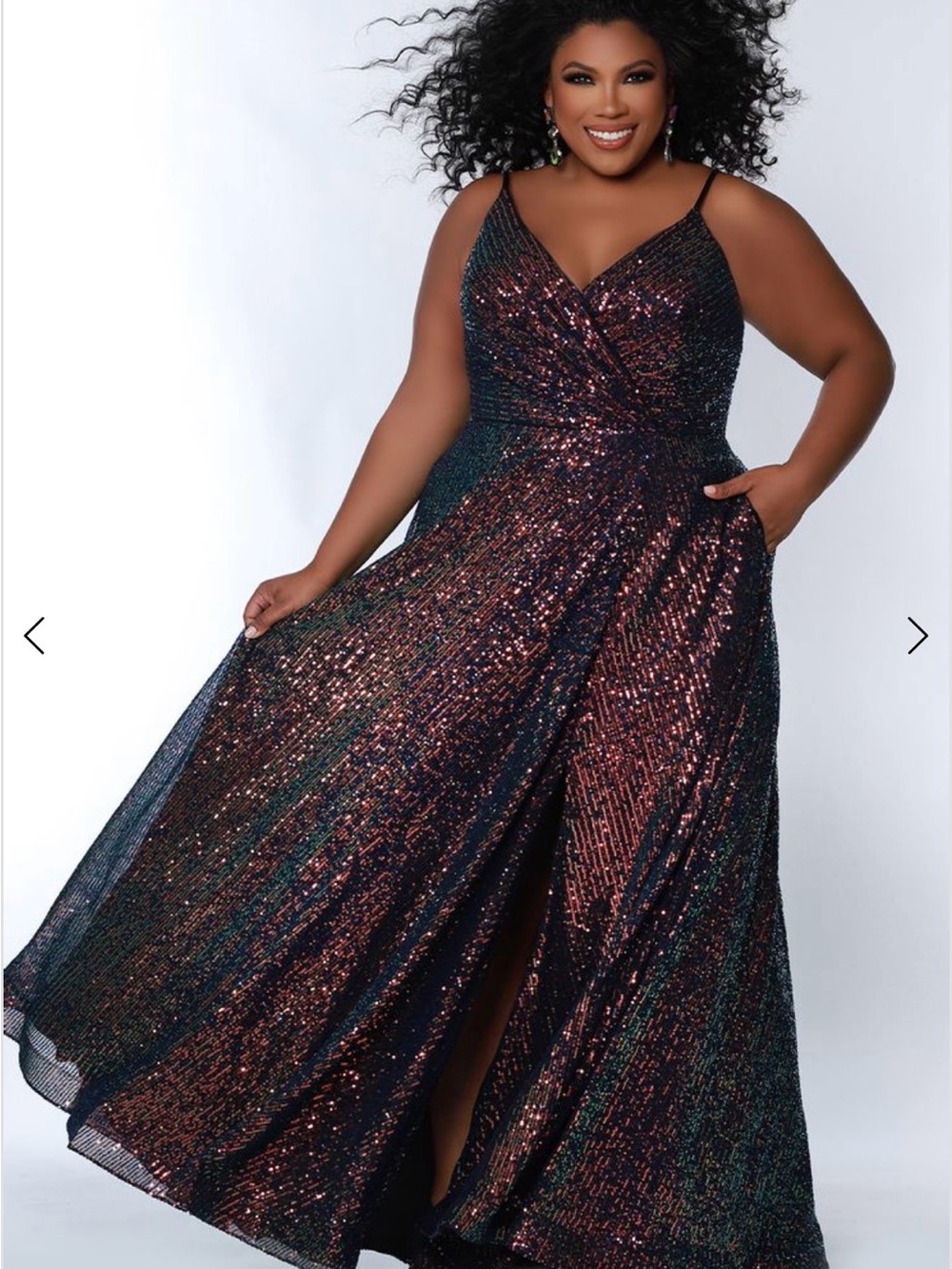 Sydney’s closet NWT size 30 Sequin V-Neck Plus Size Evening Gown - Black